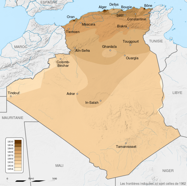 Chronologická mapa francúzskeho Alžírska