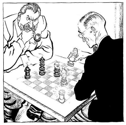 Stalin a Truman hrajú šachy