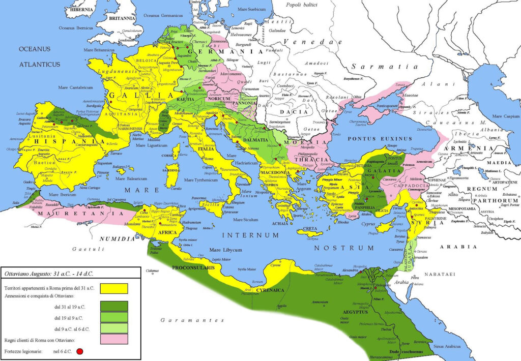 Impero romano sotto Ottaviano Augusto 30aC 6dC - Čo sa dialo na Slovensku na prelome letopočtov?